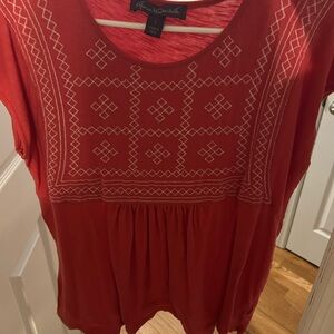 Red Embroidered Top
